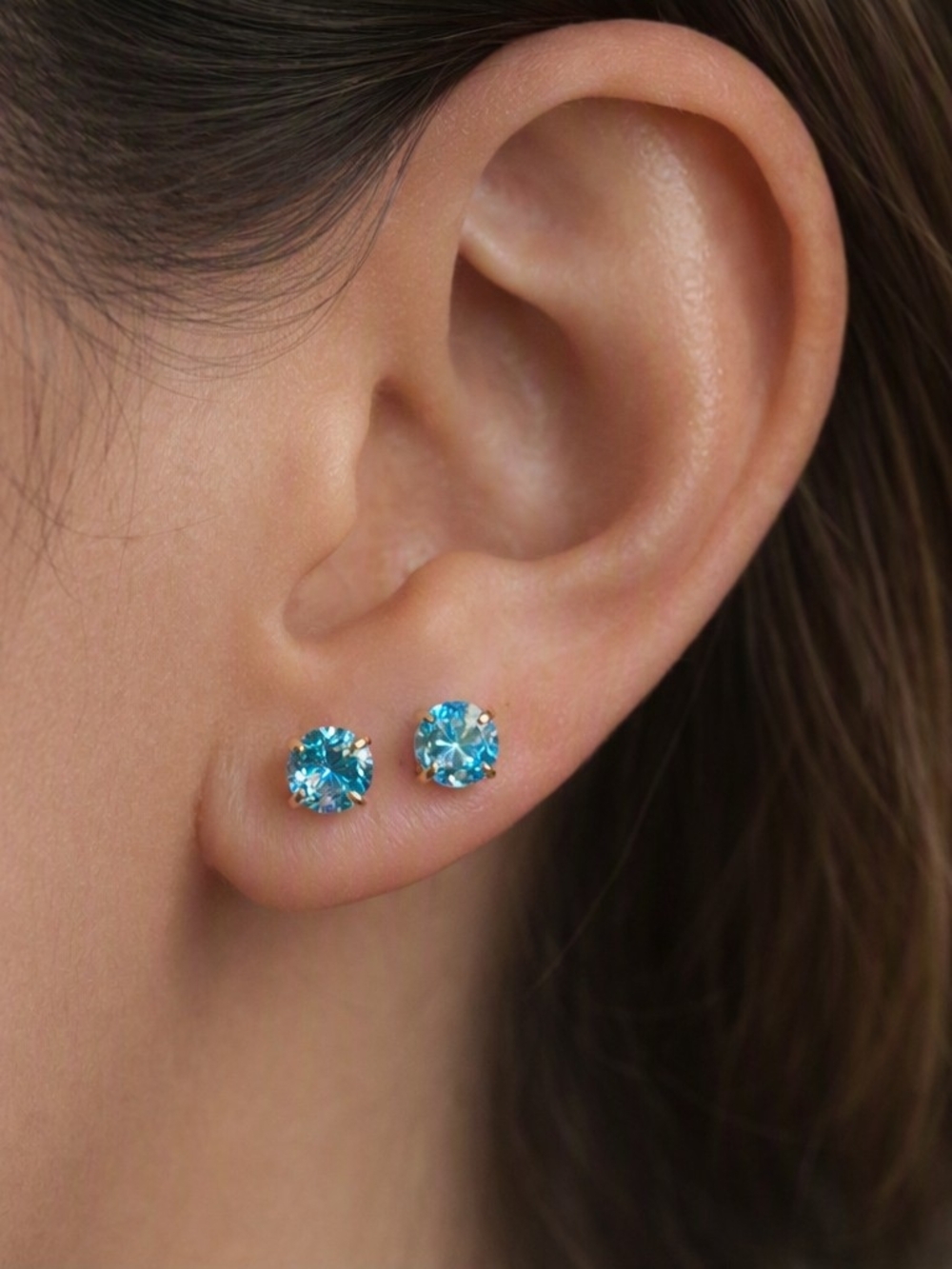 14K Gold Blue Lab Diamond Studs 1.08 CTW NWT